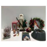 Santa Claus Figures, Ornaments, Wreath, and Other Christmas Decor