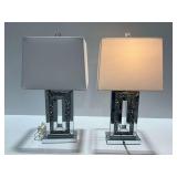 (2) Mirrored Crystal Accent Table Lamps with Shades... lamp work