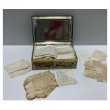 Vintage Hankies with Neuschwanstein Castle Storage Tin