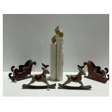 Bearington Collection Wooden Christmas Ornamentals and Wooden Candle Design Decorative