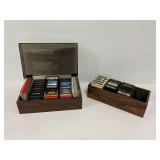 Atari 2600 Video Game Cartridge Set and (2) Wooden Storage Boxes