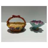 Colorful Ceramic Bowl and Fluted Compote