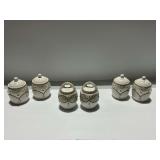 Ceramic Kitchen Canisters with Rhinestones and Floral Embellishments