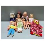 Several Vintage Dolls and Clown Toy