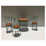 Doll Sized Wire and Wooden Table and Chairs