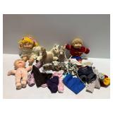 (3) Cabbage Patch Dolls, Plush Animals, and Doll Clothing