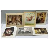 Several Unframed Prints Depicting Children and Animals