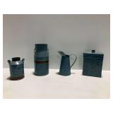Blue Metal Dairy and Other Kitchen Containers