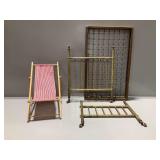 Doll Furniture: Folding Lounge Chair and Metal Bed Frame