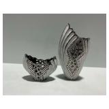 2-Piece White and Silver Ceramic Decor Set