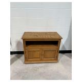 Oak Multi Use Stand with (2) Base Doors... top has blemish/see photos