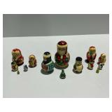 Wooden Nesting Dolls with Holiday Theme