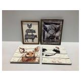 (4) Farm Theme Wall Art Pieces