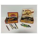 Advertising Mechanical Pencils and Pens with (2) Cigar Boxes