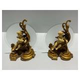 Pair of Cherub Accent Lamps with Frosted Glass Shades