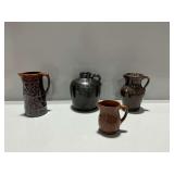 Brown Glazed Ceramic Pitchers and Jug
