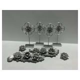 Floral Theme Metal Decor Including Candle Holders