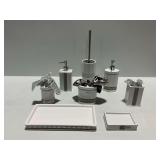 8-Piece Ceramic and Rhinestone Bathroom Accessory Set