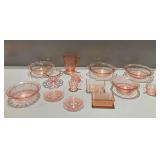 Pink Depression Glass Tableware Assortment