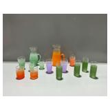 Mid Century Blendo Glass Pitchers and Tumblers