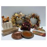 Autumn Theme Wreaths, Plates, and Sign