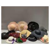 Vintage Hats and Handbags Including Straw and Feather Styles