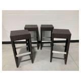 Set of (4) Brown Wicker Bar/Counter Stools