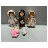 (5) Precious Moments Dolls Including Doll in Native American Clothing