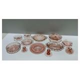 12-Piece Pink Depression Glass Tableware