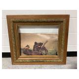 Fishing Scene Print Depicting Fishermen in a Boat... Frame Included