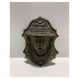 Cast Iron Match Holder with Farmer Motif