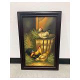 Framed Rooster and Hen Print