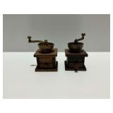(2) Wooden Coffee Grinders