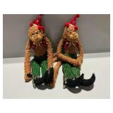 (2) Plush Christmas Elf Monkeys