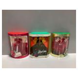 (3) Happy Holidays Special Edition Barbie Dolls