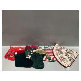 Needlepoint Holly Christmas Tree Skirt and Various Design Christmas  Stockings
