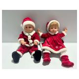Pair of Pat Secrist Thoughtful Dolls in Holiday Attire