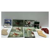 Cardinals in Winter and Other Table Linens and Christmas Stockings