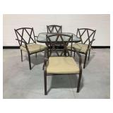 5-Piece Patio Dining Set with Square Glass Top Table and (4) Armchairs