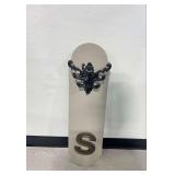 Wall-Mounted Wooden Coat Rack with Cast Iron Hooks and Letter S