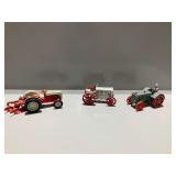 (3) Metal Farm Tractor Toys with Plow and Driver