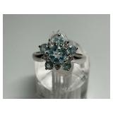 Sterling Silver Blue Gemstone Cluster Ring...Size 7
