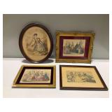 (4) Framed Prints... Godey and La Mode Illustree