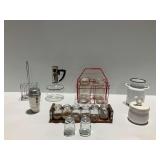 Food Storage Containers, Other Kitchenware, and Spice Rack with Caddy