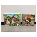 (2) Wall Art Pieces with Farm Animals