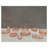 Pink Depression Glass Tableware Assortment