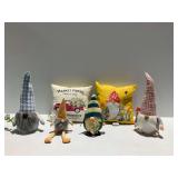 Decorative Gnomes and Throw Pillows