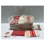 Tablecloths, Apron, and Other Linens... Many Red and White Items