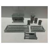 Mirrored and Crystal-Filled Kitchenware Set