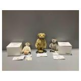 (3) Steiff Mohair Teddy Bears with Danbury Mint Certificates and Boxes